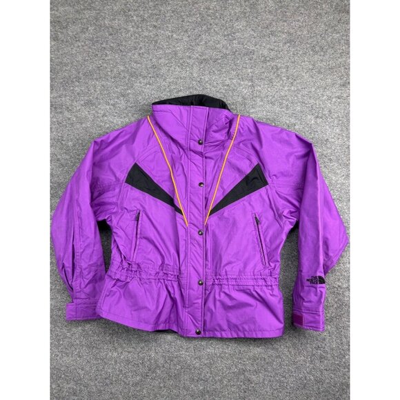 VNTG The North Face Jacket Women's W-10 Purple Zip Snap Cinch Waist Pockets - Picture 1 of 9